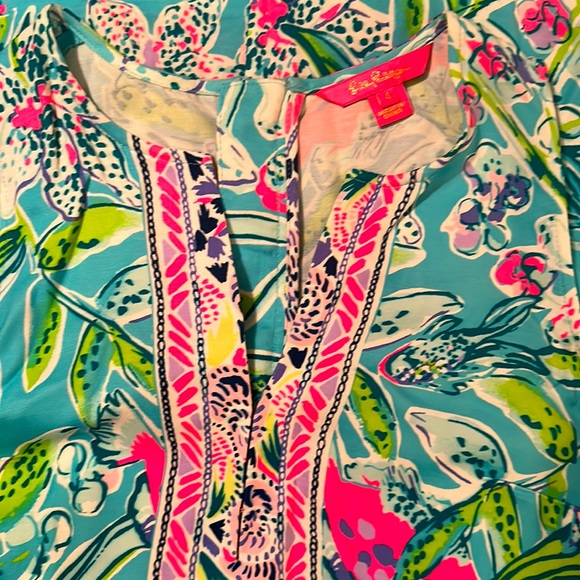 LILLY PULITZER KELBY STRETCH SHIFT DRESS BALI BLUE SWAY THIS WAY ENGINEERED - Picture 5 of 6